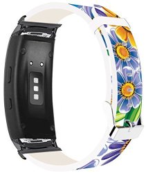 Galaxy Gear FIT2 Pro Band Leather Replacement - Strap For Samsung Galaxy Gear Fit 2 FIT 2 Pro Strap Black Connectors Purple Beautiful Yellow Abstract