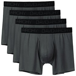 David Archy Men's 4 Pack Breathable Bamboo Rayon Boxer Briefs With Fly XXL Dark Gray