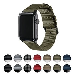 Archer Watch Straps Premium Nylon Replacement Bands For Apple Watch Olive Black 42MM
