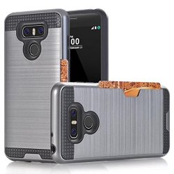For LG G6 Case HP95 Tm Luxury Shockproof Hard Siliconer Case Cover With Card Holder For LG G6 Gray