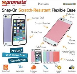 Promate Grosso-i5 Striped Flexi-Grip Snap Case for iPhone 5 5S Purpple