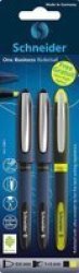 : 2 One Business Black Pens 0.6MM + Free Yellow Highlighter