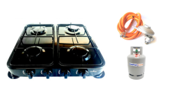 Black 4 Plate Gas Stove With Fittings For 9KG Gas Cyliner