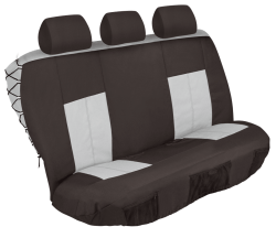 5 Piece Safari Rear Seat Cover Set - Black And Grey