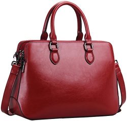 Heshe Leather Womens Handbags Totes Top Handle Shoulder Bag Satchel Ladies Purses Wine-r