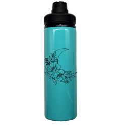 Flower And Moon Green Water Bottle