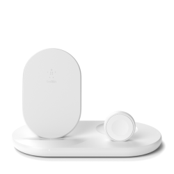 Belkin Boostcharge 3-IN-1 Wireless Charger For Apple Iphone 14 13 12 Apple Watch And Airpods - White Slim Design