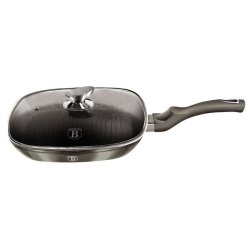 Berlinger Haus Marble Coating Grill Pan With Lid 28CM - Carbon Metallic