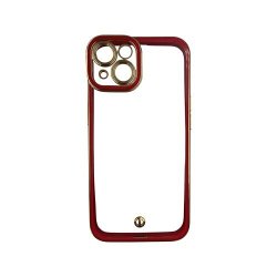 Goldair Gold Outline Tpu Fashion Case With Camera Cut-out For Iphone 14 Plus - Red