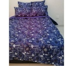 5 Piece Quilted Blue Paris Comforter Set - Double