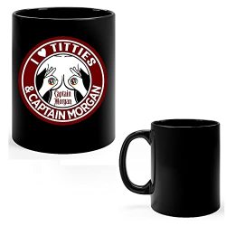 I Love Titties And Captain Morgan 11 Ozs & 15 Ozs Blacks-white Coffee Mug Tea Cup Print Design Custom