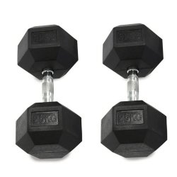 Rubber Coated Hex Dumbbell Weights - Sold Individually 25KG