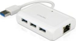 Macally 3 Port Usb 3.0 Hub With Gigabit Ethernet Adapter White