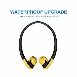 Tayogo 8GB Waterproof MP3 Player Bone Conduction Swimming Headphones Support Fm With Shuffle Feature - Yellow