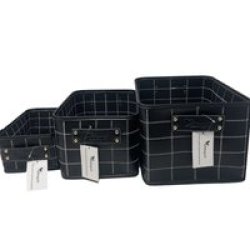 Whitegret 3-PACK Storage Box With Handle Black