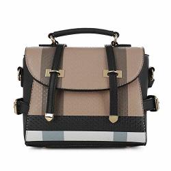Sg Sugu Small Plaid Lightweight Crossbody Bag Fashion Backpack Top Handle Purse Brown black
