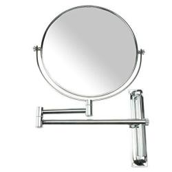 Lansi 10X Magnifying Wall Mounted Makeup Mirror 10X Magnification Makeup Mirror Adjustable Height Double-sided Mirrors For Bathroom Vanity Round Shape