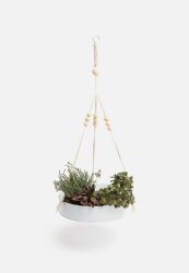 H&S Sienna Hanging Planter - White