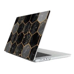 Honeycomb Marble Pattern Protective Case For Macbook Air M2 2022 - Black
