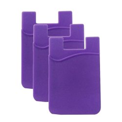 Credit Card Ultra-slim Self Adhesive Holder For Cellphones - 3 Pack Purple