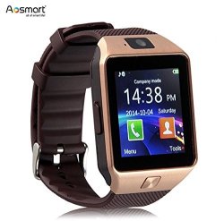 Bluetooth Smart Watch With Camera Aosmart DZ09 Smartwatch For Android Smartphones - Gold