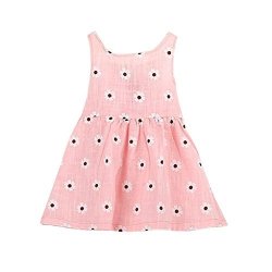 Palarn Summer Baby Kid Girls Sleeveless One Piece Dress Print Bowknot Tutu Dress 2-3Y Pink