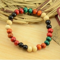 Ethnic Style Series Of New Color Wooden Bead Stretch Bracelet Lap Small Beads