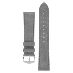 Osiris Calf Leather With Nubuck Effect Watch Strap In Grey - 20MM Silver