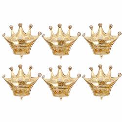 Janou 6pcs Gold Crown Balloons Foil Helium 30 Inch Crowns Balloons