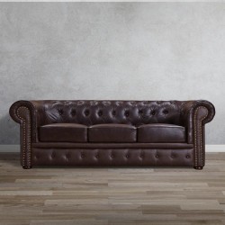 Chesterfield 3 Seater Sofa in Dark Brown