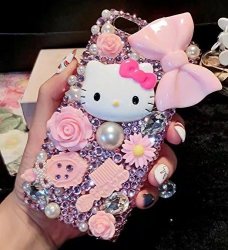 Huawei Mate 8 Cartoon Cat Case Luxury Bling Glitter Crystal Rhinestone Diamond Sparkle Girls Pink Bowknot Phone Case Cover For Huawei Mate 8