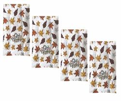 Lintex Harvest Blessings 4 Piece 100% Cotton Oversized Dish Towel Set - "give Thanks" Harvest Leaf Set Of 4 Large 16" X 28" Thanksgiving