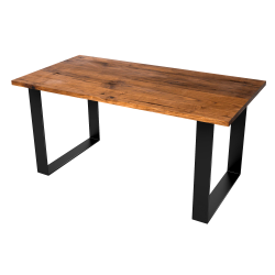 Solid Table Hardwood & Black Steel Dining Table Or Work Desk - Solid Table - 32MM Kiaat Top + Black Frame