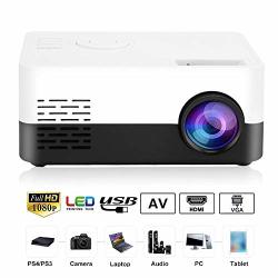Ashata HD Portable Projector MINI Home LED HD 1080P Portable Multimedia Player Projector With Remote Controller HD Home Theater Multimedia Projector Tf Card USB