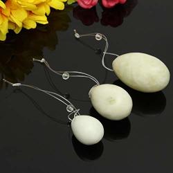 Jewelry Jade - Beautiful 3PCS Set White Natural Jade Fluorite Egg Yoni Stone Balls Exercise Health Massage - Puppies Party Bowling Chinese Hairballs Therapy
