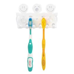 Beautyvan Clearance Deals 2018 Hot Bathroom Sets Cartoon Sucker 5 Position Toothbrush Holder Suction Hooks White