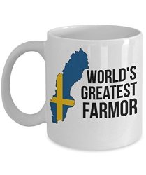 Gearbubble Sweden Coffee Mug - Novelty Farmor Swedish Flag Tea Cup For Women - Best Birthday & Christmas Gift For Grandmothers With Scandinavian Heritage Pride