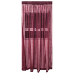 Matoc Readymade Curtain -grid Voile -dark Red -taped -500CM W X 230CM H