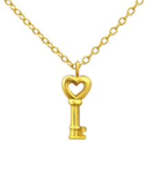 C364-C24281 - Gold Plated Sterling Silver Key Necklace