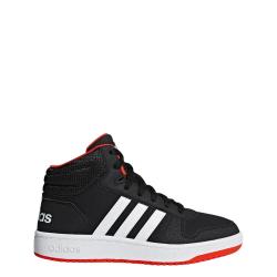 Adidas Junior Hoops 2.0 Mid Basketball Shoes - Black white red