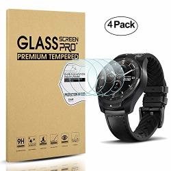 Diruite 4-PACK For Ticwatch Pro Smartwatch Tempered Glass Screen Protector 2.5D 9H Hardness Anti-scratch Perfectly Fit - Permanent Warranty Replacement
