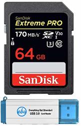 Sandisk 64GB Sdxc Sd Extreme Pro Memory Card Bundle Works With Panasonic Lumix DC-S1H Mirrorless Digital Camera SDSDXXY-064G-GN4IN Plus 1 Everything But Stromboli Tm