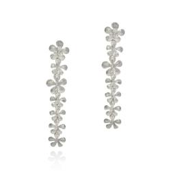 Blossom Cascade Earrings - 18KT White Gold Vermeil