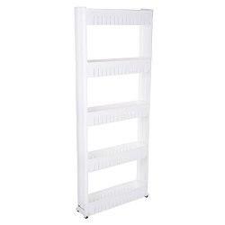 Mobile Shelving Unit Organizer With 5 Large Storage Baskets Slim Slide Out Pantry Storage Rack For Narrow Spaces By Everyday Home