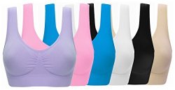 Ohlyah Women's Seamless Wire-free Bra With Removable Pads Pack Of 6 L
