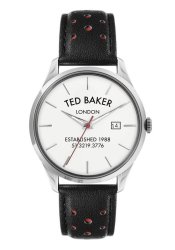 Ted Baker Leytonn Brogue Gents Stainless Steel Black Leather Strap