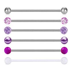 Avyring 14G Industrial Barbells Pack Stainless Steel Ear Cartilage Piercing Barbell Jewelry Silver Bars 32MM 1 1 4IN