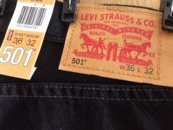 Levi's 501 Straight Leg Mens Jeans Black W36 L32