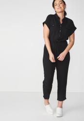 Cotton On Woven Short Sleeve Jumpsuit - Black