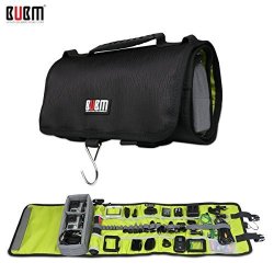 Bubm Large Canvas Travel Roll Bag Camera Rollup Protective Case For Gopro HERO6 5 4 3+ 3 SJ4000 Camera Accessories Rollup Shoulder Bag For Gopro Cameras And Accessories Black